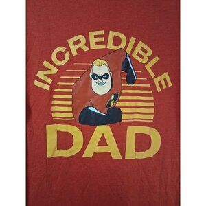 NWT Incredible Dad Graphic T-Shirt Short Sleeve Crew Neck Disney Pixar Red Large